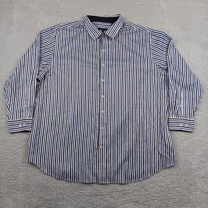 Twenty Eight Degrees Button Down Shirt Mens 3XL Blue Black Striped Long Sleeve